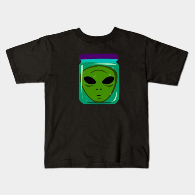 Alien Face In Jar Kids T-Shirt by koolteas